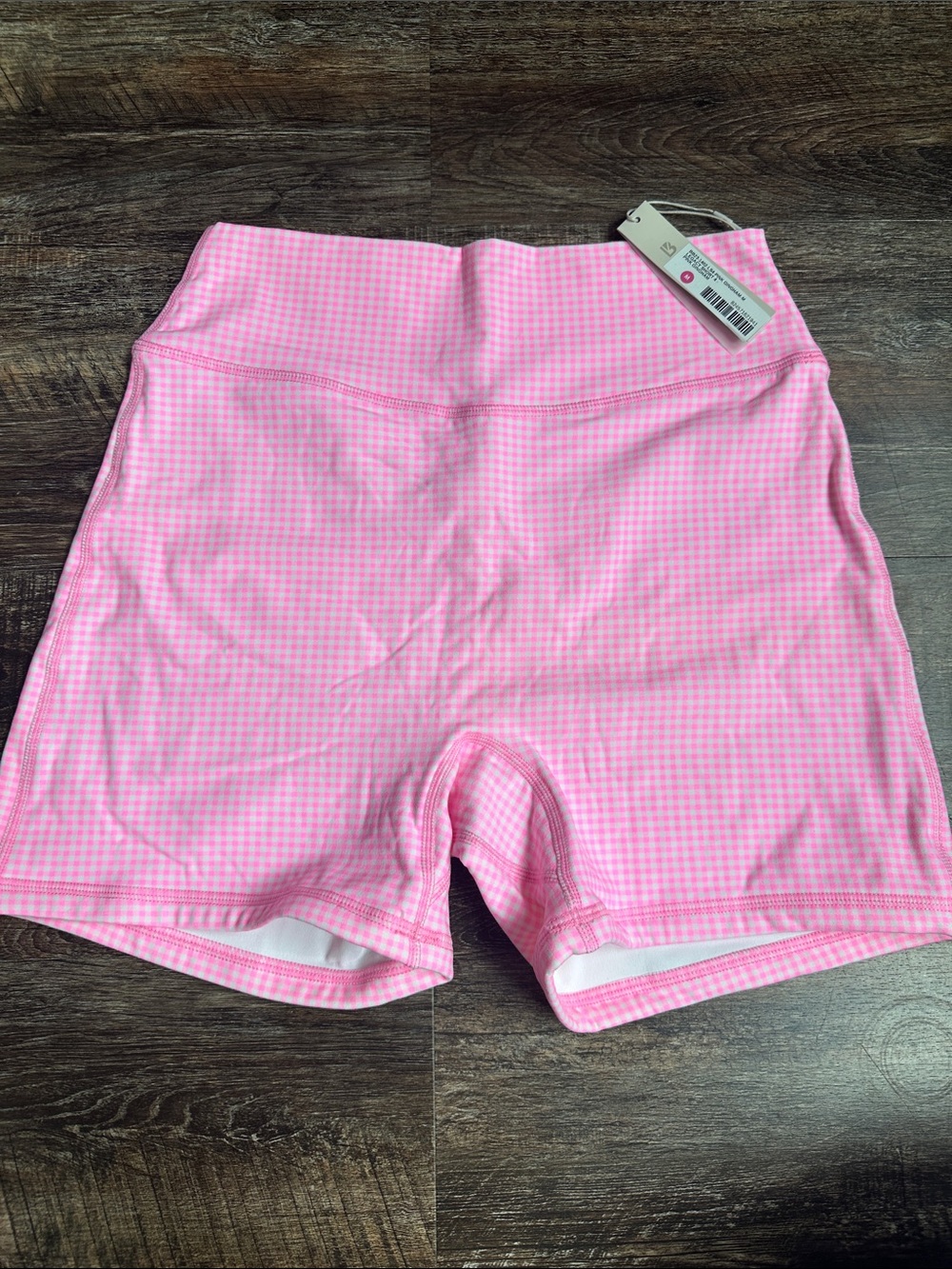 BuffBunny Pink Gingham High-Rise Bike Shorts